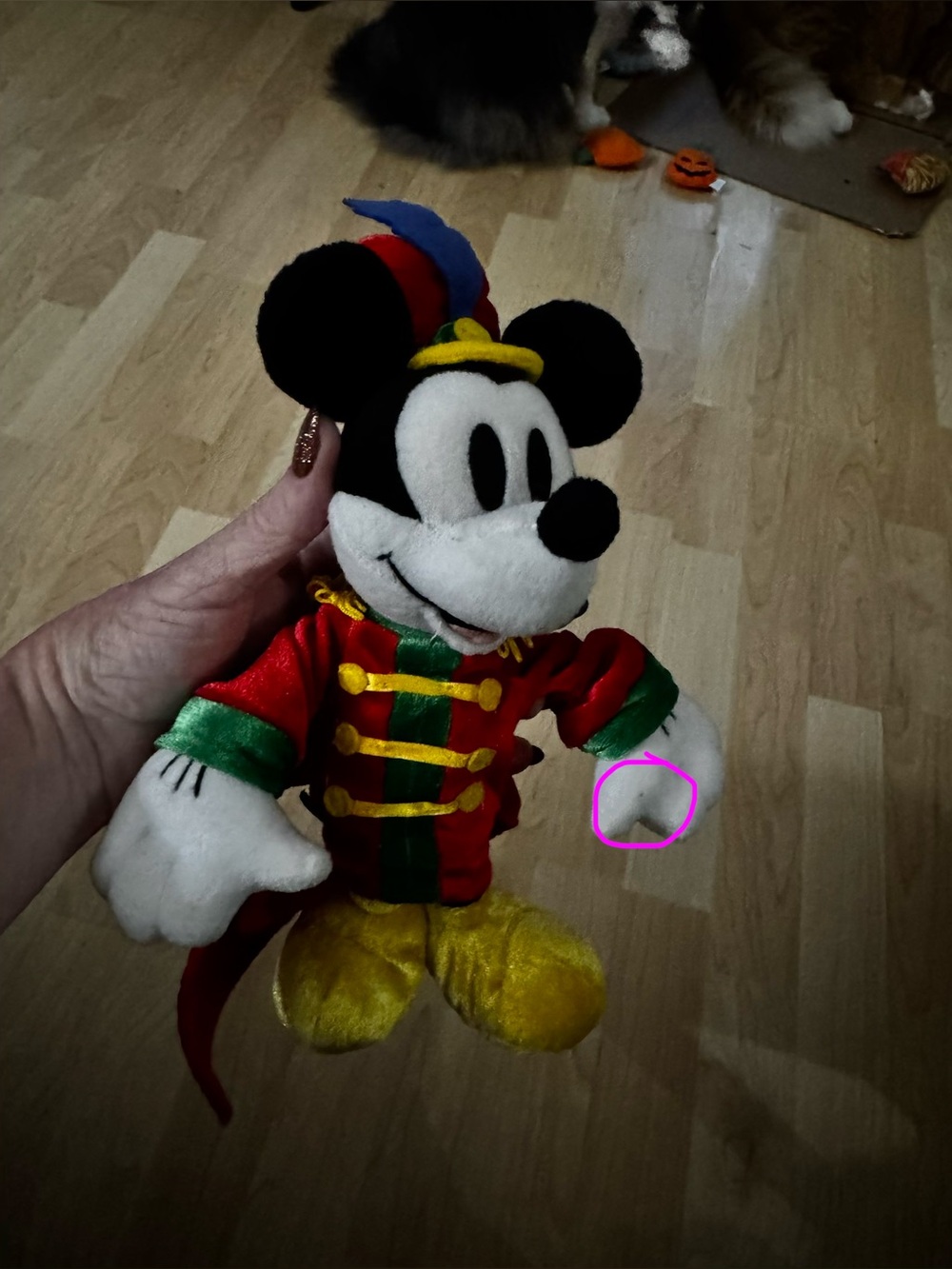 Disney Mickey Mouse Plush in Red and Green Band Costume with Yellow Accents - Picture 6 of 7